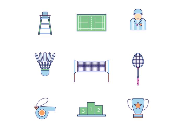 Iconos de bádminton vector