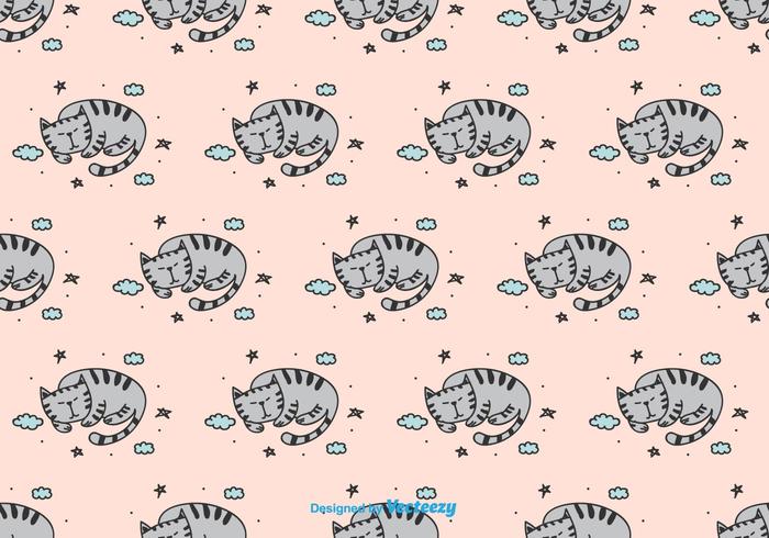 Sleeping Cat Vector Pattern