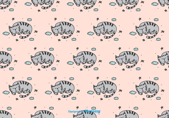 Sleeping Cat Vector Pattern