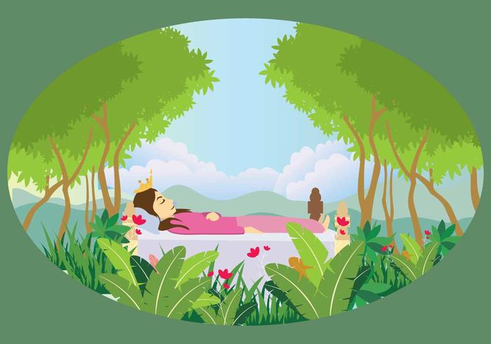 Free Sleeping Princess In Forest Illustration vector