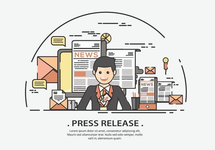 Presenter On Press Release Vector Illustration