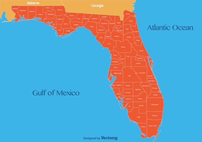 Ilustración vectorial de mapa de la Florida vector