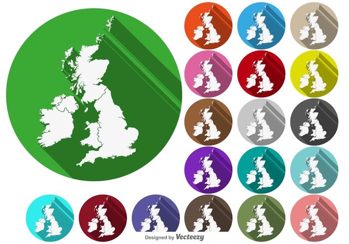 Vector Islas Británicas / Uk Mapa Botones