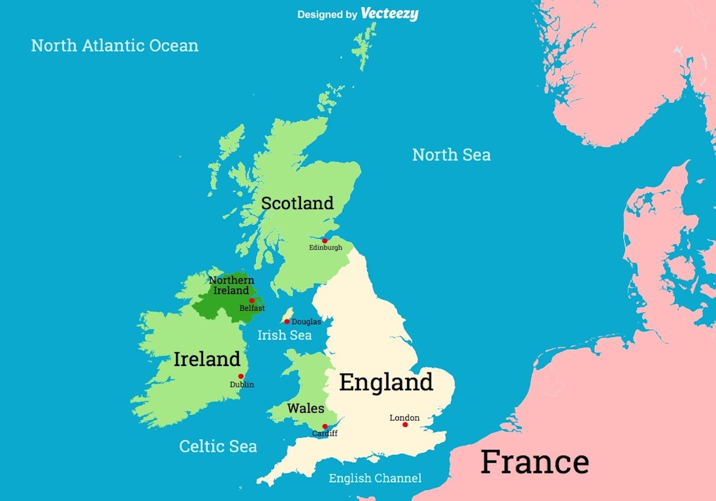 Ireland and British Isles Map 159078 Vector Art at Vecteezy