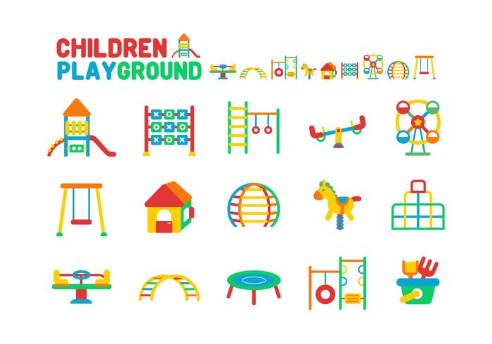 Children Playground Icon Set vector
