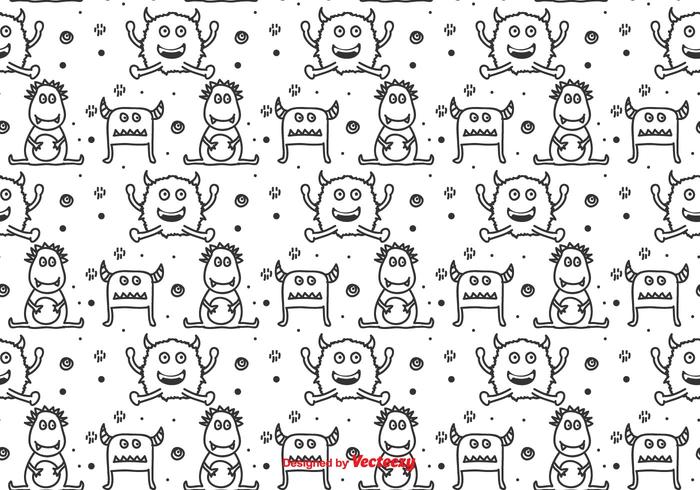 Monochromatic Monsters Vector Pattern