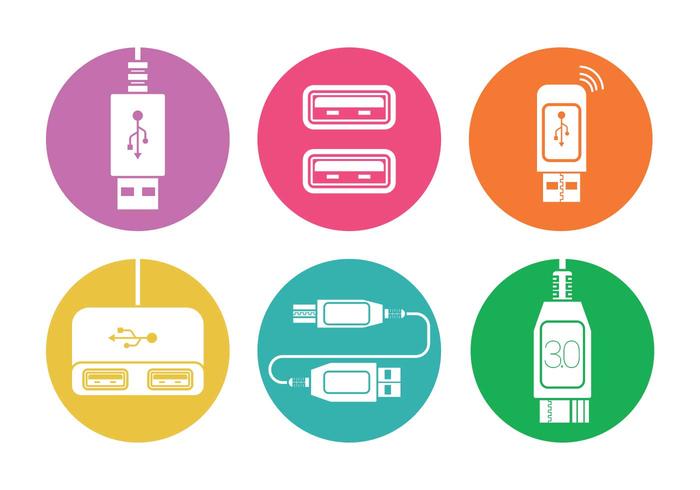 USB port vector set