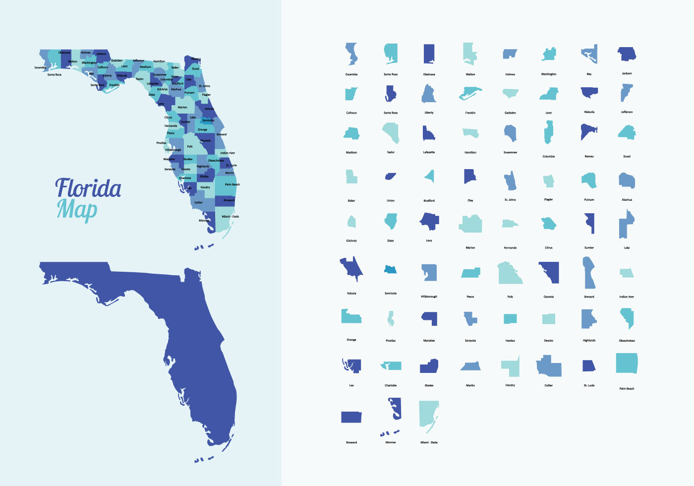 florida county map vector