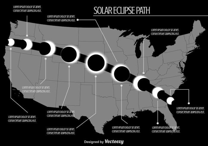 Vector US Solar Eclipse Path Map