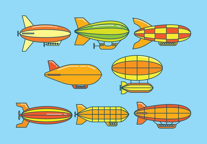 Dirigible conjunto de iconos vector