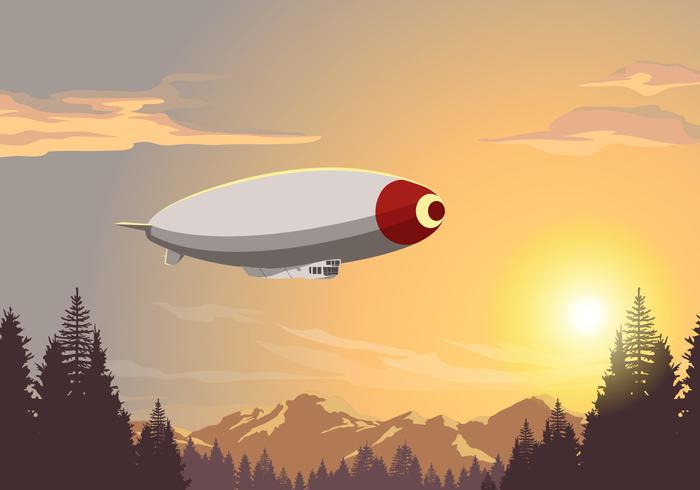 Airship Dirigible Vector Scene 