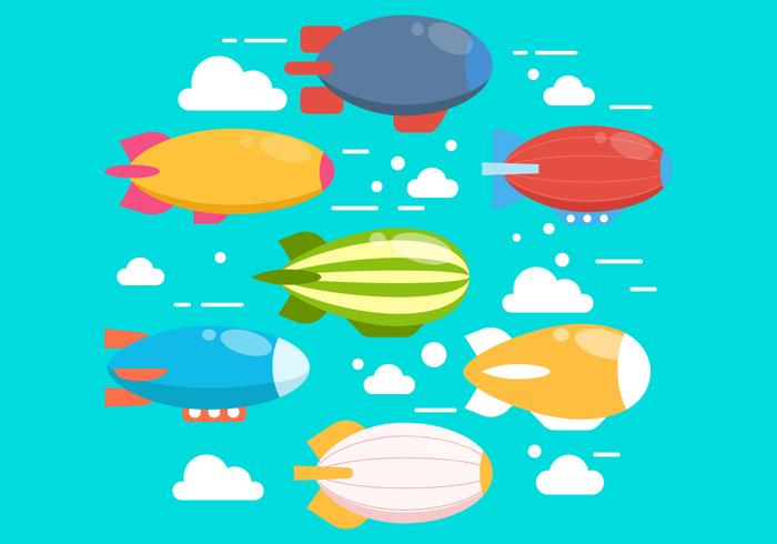 Set Of Cute Dirigible Vectors