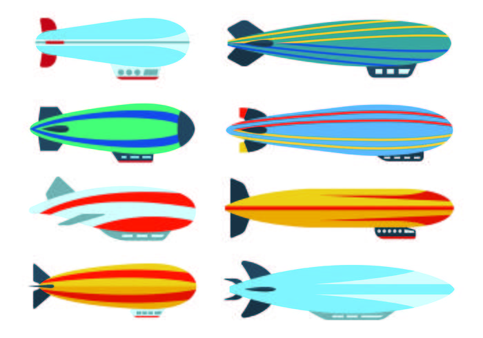 Set Of Dirigible Icons vector