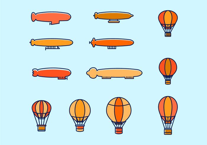 Hot Air Balloon and Dirigible Vectors