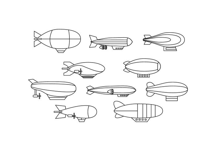 Free Dirigible Collection Line Icon Vector