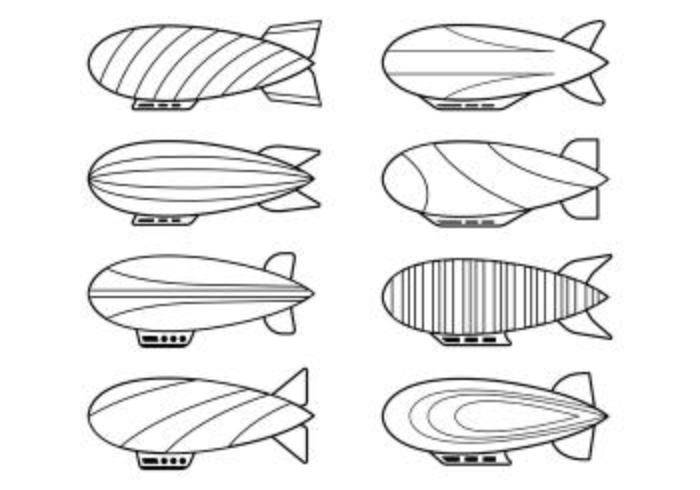 Set Of Dirigible Icons vector