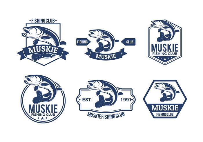 Muskie pescado insignias vector libre