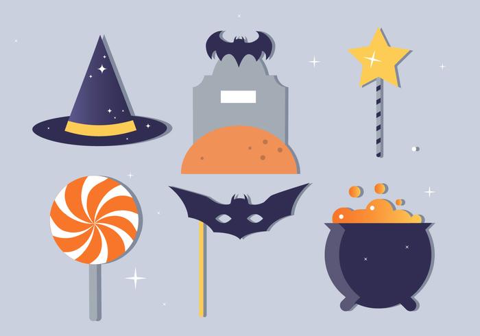 Diseño de vector plano libre elementos de Halloween e iconos