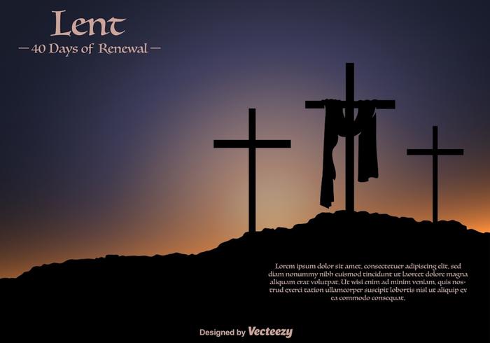 Vector Lent Banner For Easter With Three Crosses