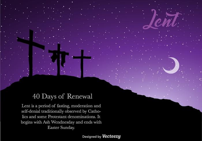 Vector Lent Banner For Easter With Three Crosses