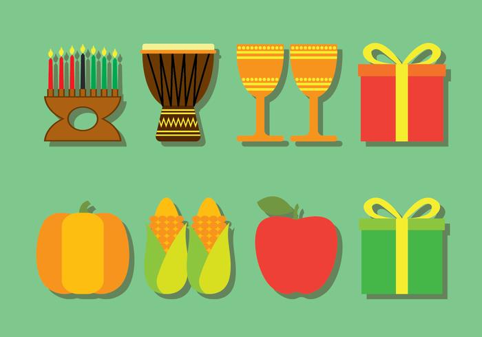 Kwanzaa Icons Set vector