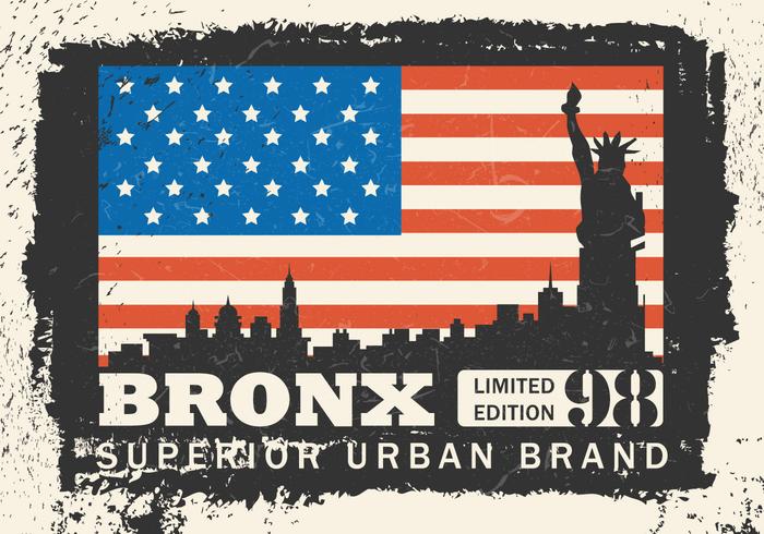 Ilustración del Grunge Bronx NYC del vintage vector