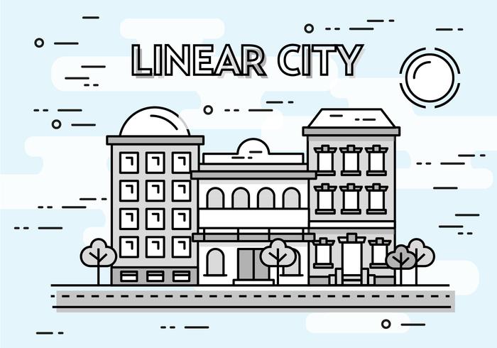 Fondo linear libre del vector del paisaje urbano