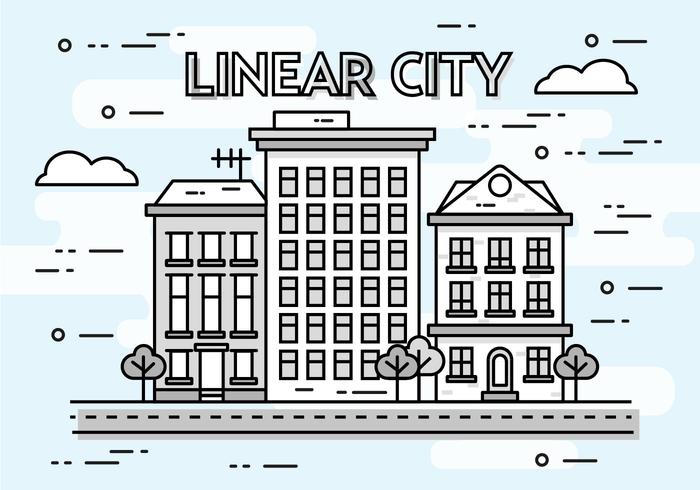 Fondo linear libre del vector del paisaje urbano