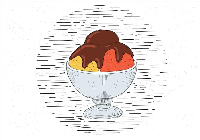 Free Hand Drawn Vector Cup of Ice Cream Illustration