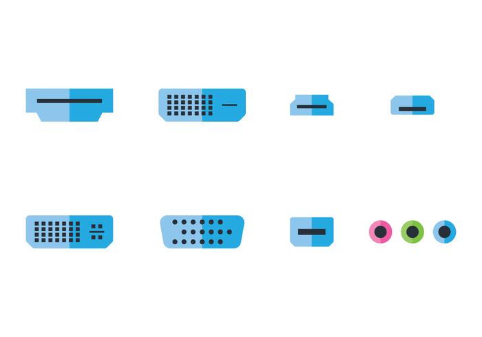 USB Icon Set Plano vector