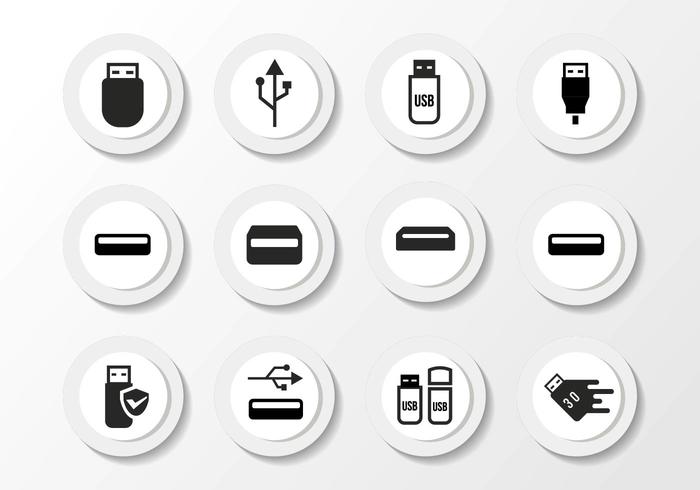 Free Black USB Icons Vector