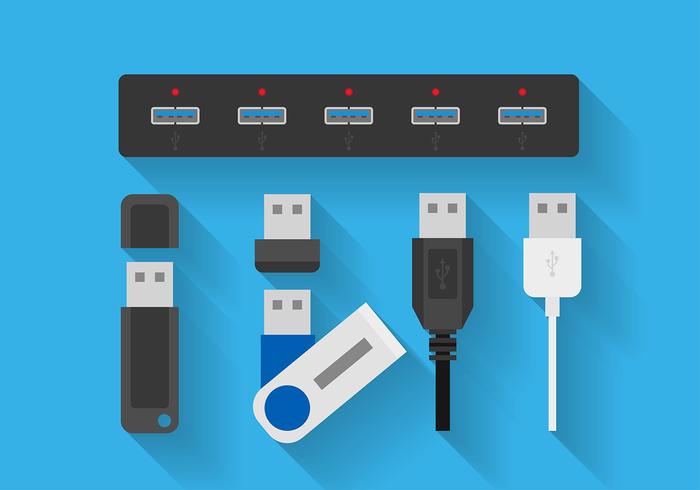 Port USB Icono Plano Libre Vector