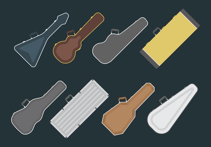 Iconos del vector de la caja de la guitarra