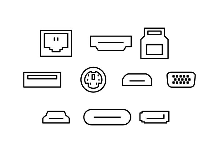 Free Computer Port Line Icon Vector