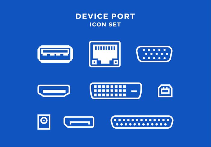 Dispositivo Puerto Icon Set Free Vector