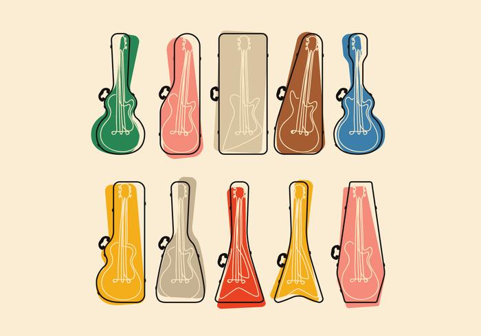 Outline Guitar Case Vectors 