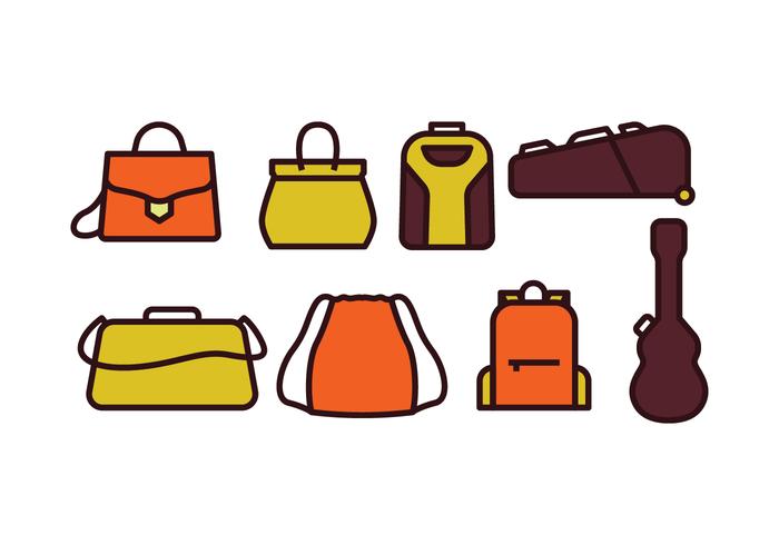 Conjunto de iconos de bolsas y casos vector