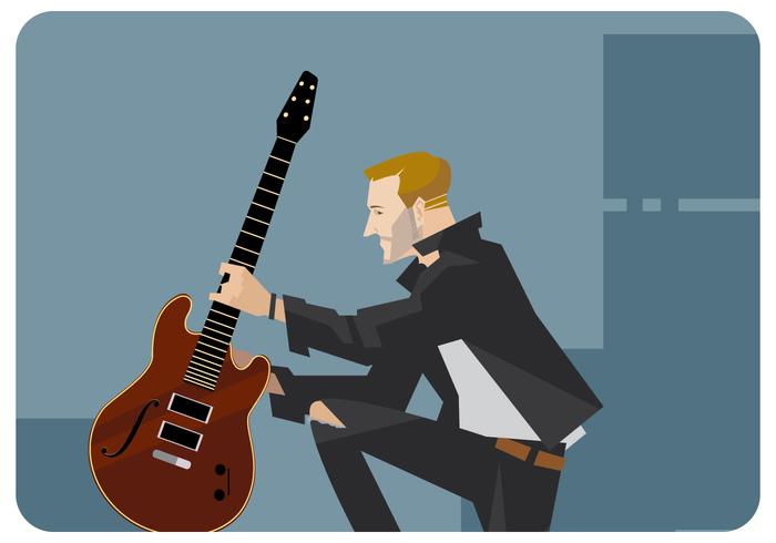 Guitarrista con su guitarra Vector