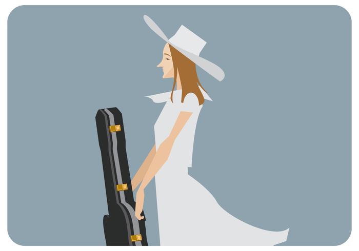 Cute Girl With Guitar Vector 