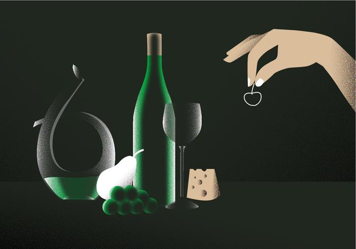 Elegant Decanter Wine On Table Vector Illustration