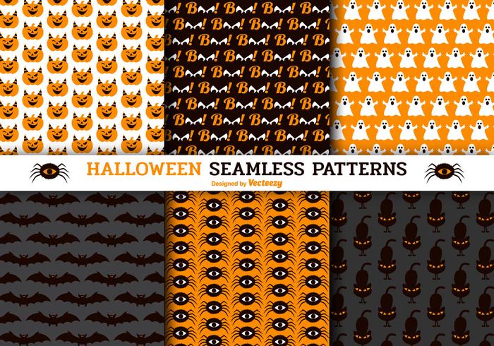 Cute Halloween Seamless Vector Patterns