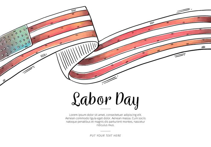 Labor Day Watercolor Illustration USA Flag Vector 