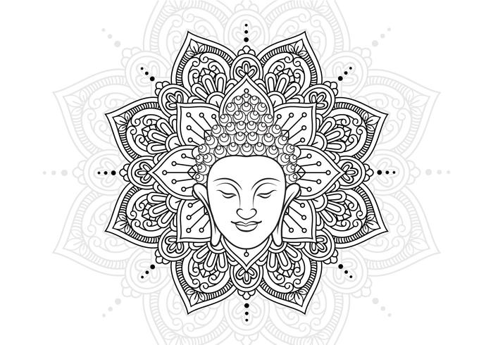 Buddha Head And Lotus Mandala vector