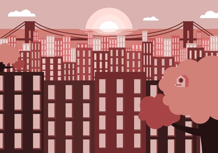 Bronx City Landscape Flat Illustration Vector