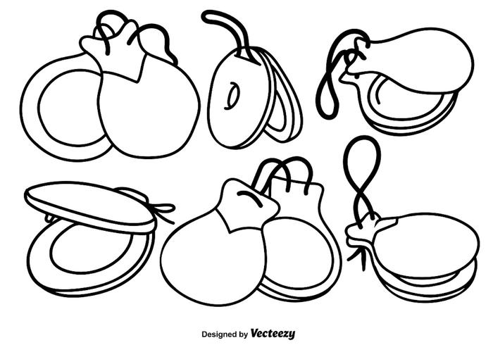 Conjunto de castañuelas vectoriales Iconos dibujados a mano vector