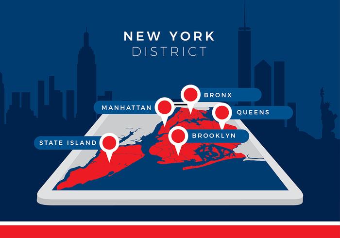 New York District Map Free Vector