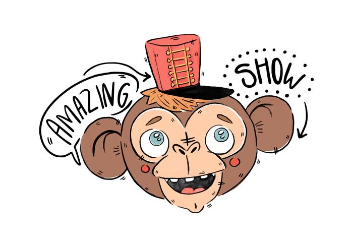 Cute Circus Monkey With Red Hat Vector 