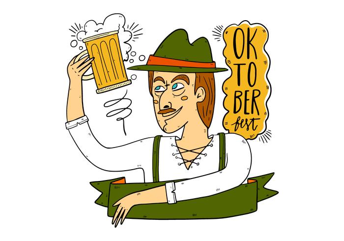 Hand Drawn German Man for Oktoberfest Vector 