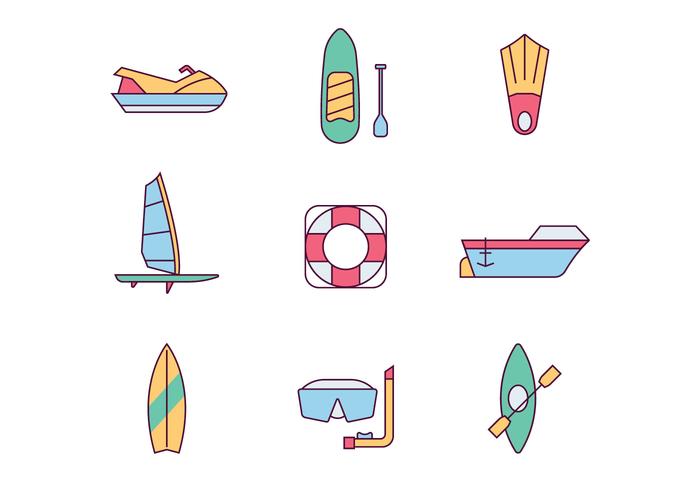 Iconos de deportes acuáticos vector