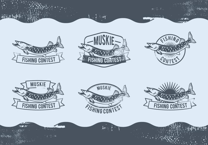 Muskie Fishing Label Design vector